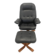 Fauteuil vintage cuir et son ottoman