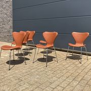 Fritz Hansen series 7 Vlinderstoelen in Cognac leather NIEUW!!