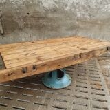 Antique dining table XXL on industrial machine leg