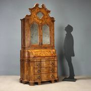 Antique trumeau in walnut and walnut burl, Italy, early 20th century.