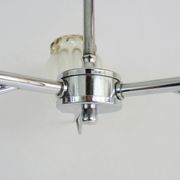 Vintage chandelier with 3 branches in chrome metal and glass globe. Year 70