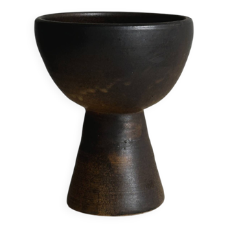 Dark brown raw ceramic cup