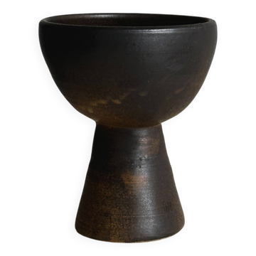 Dark brown raw ceramic cup