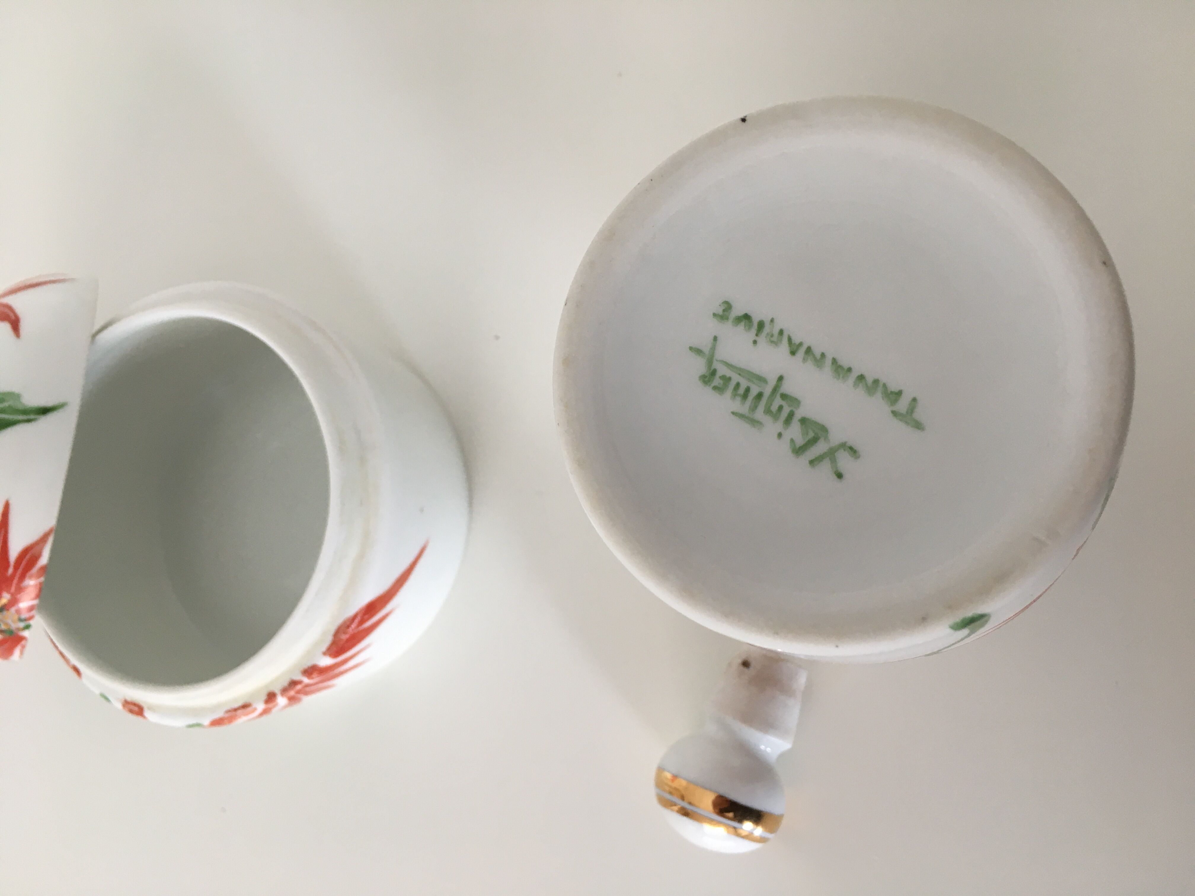 Y. Ginther porcelain jar and toilet jar