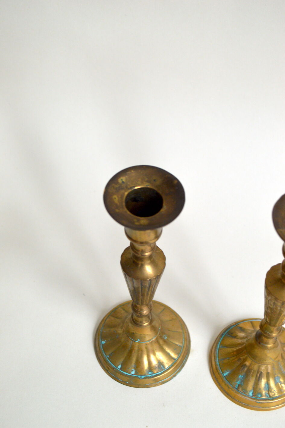 Pair of gilded brass candlesticks