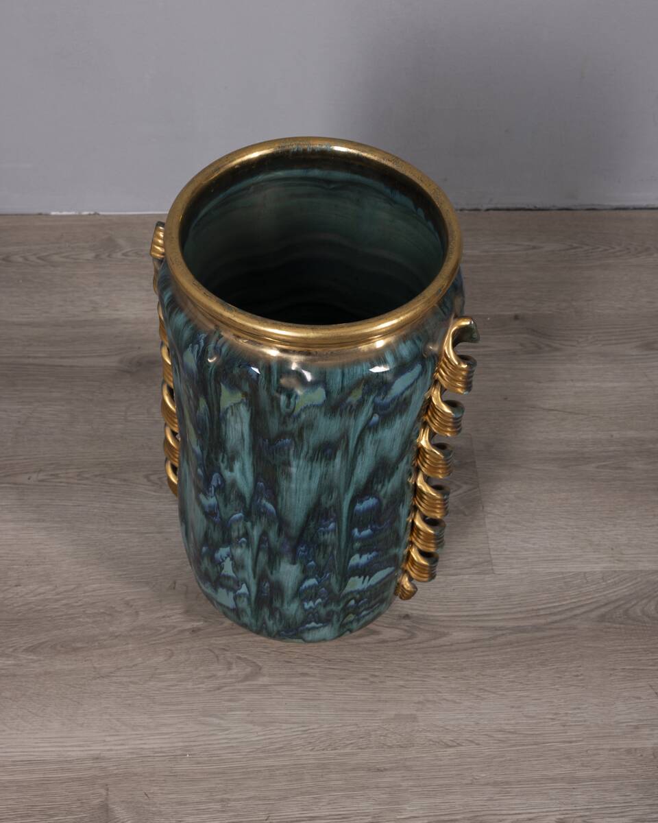Large 1950s vintage decorated ceramic vase, Italian design