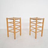 Set of two vintage rattan bar stools, The Netherlands 1970's