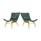 1960s Pair of Miroslav Navratil Shell Lounge Chairs, Czechoslovakia