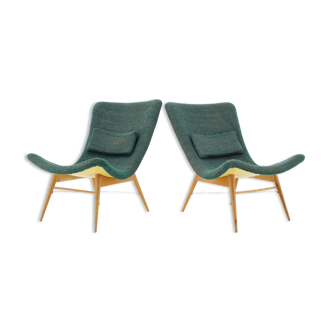 1960s Pair of Miroslav Navratil Shell Lounge Chairs, Czechoslovakia