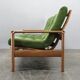 Danish Freestanding Teak Sofa in Green Corduroy, 1970s