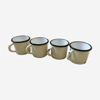 Set of 4 mugs, enamelled steel