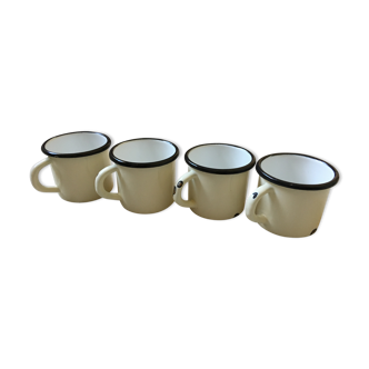 Set of 4 mugs, enamelled steel