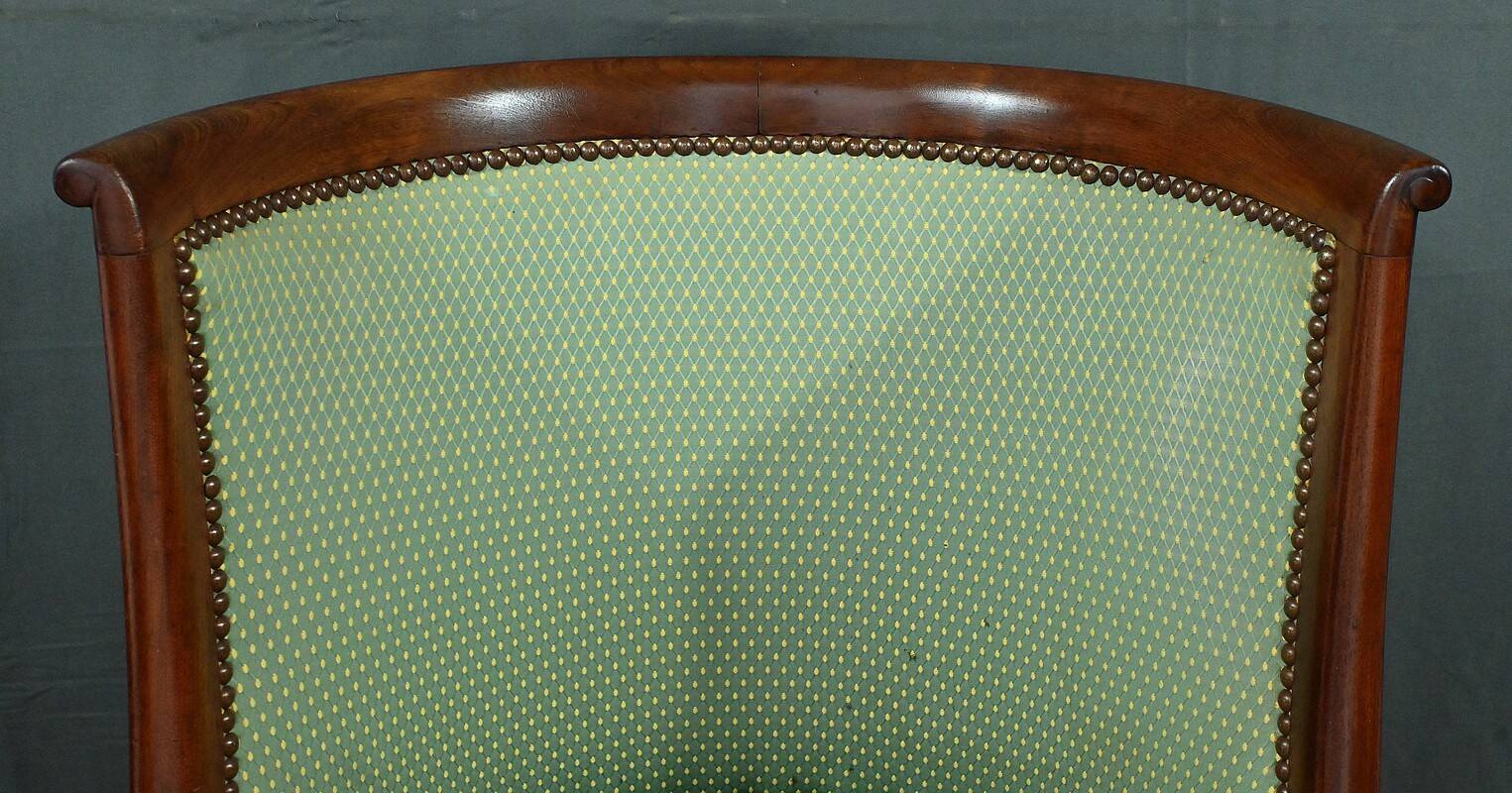 Mahogany Gondola Armchair, Empire Style – 19th Century