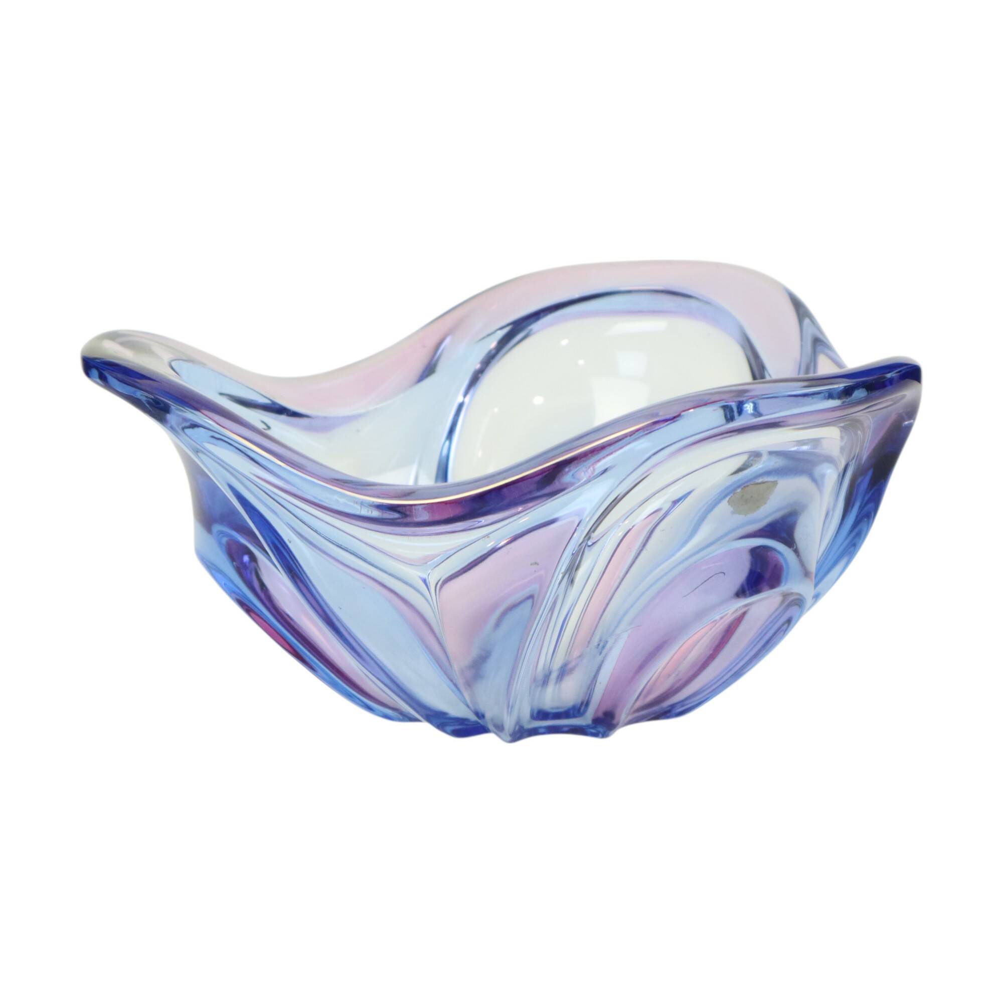 Vintage Murano Bowl Fruit Bowl Blue Purple Glass Sixties