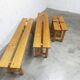 Set of 2 benches and 2 stools in pine, 1970s mountain style.