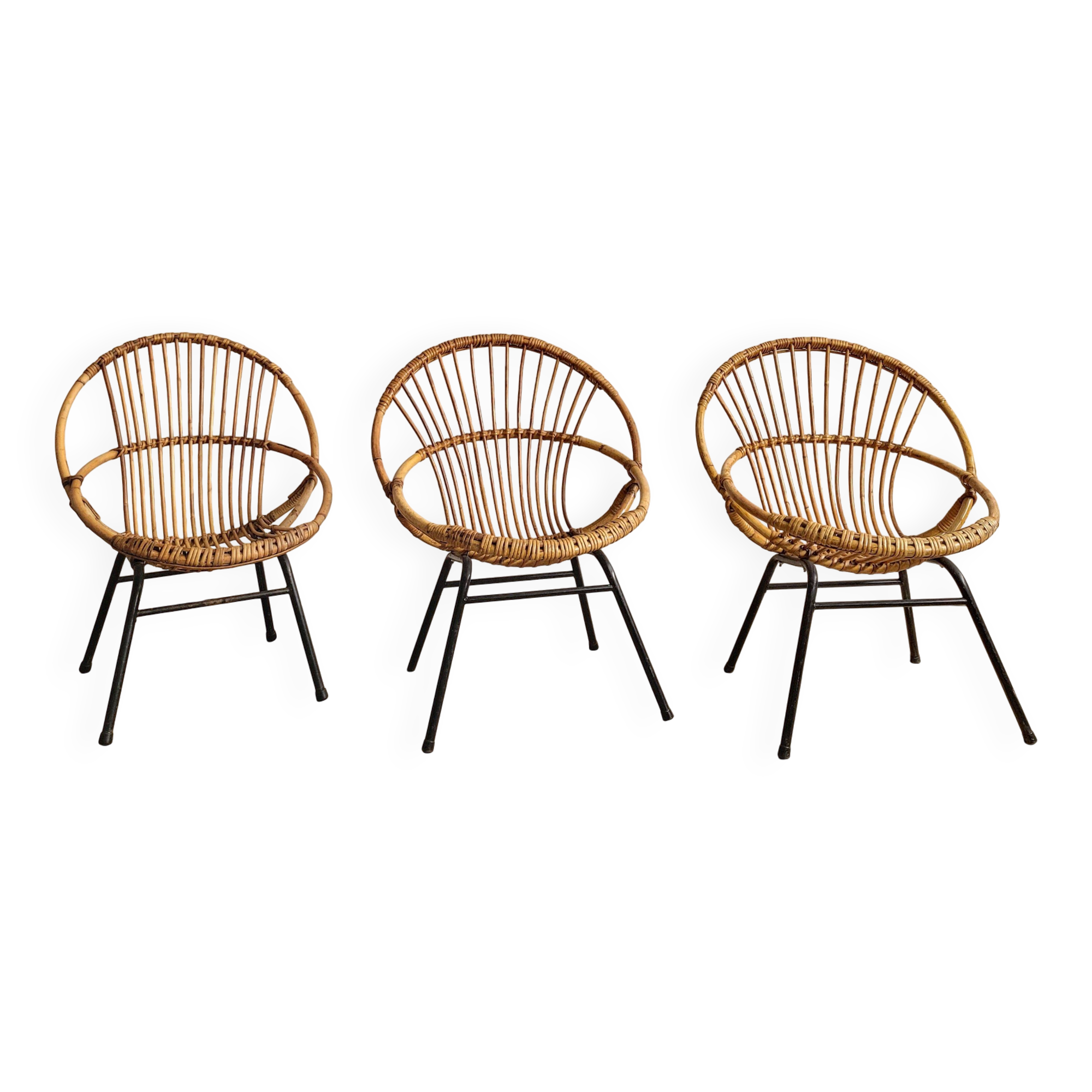 Fauteuils en rotin vintage