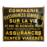 Plaque Émaillée «  Compagnie des assurances »