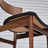 1960s, set of 5 Danish dining chairs, reupholstered, teak wood.