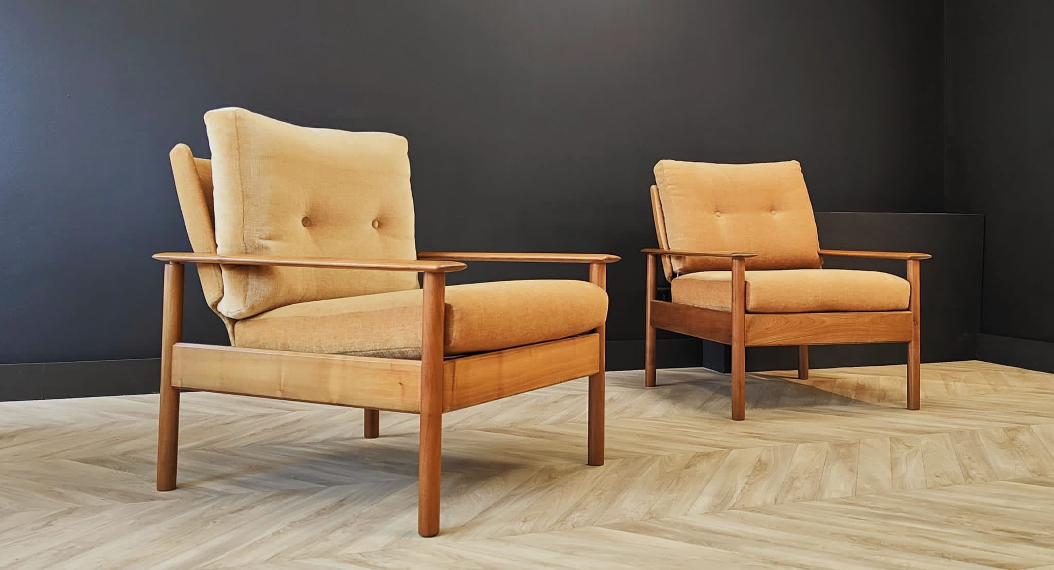 Two mid century armchairs vintage