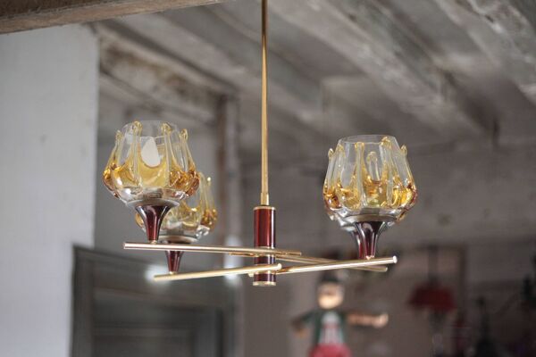Suspension vintage, suspension verre Oberglass Autriche, Murano style