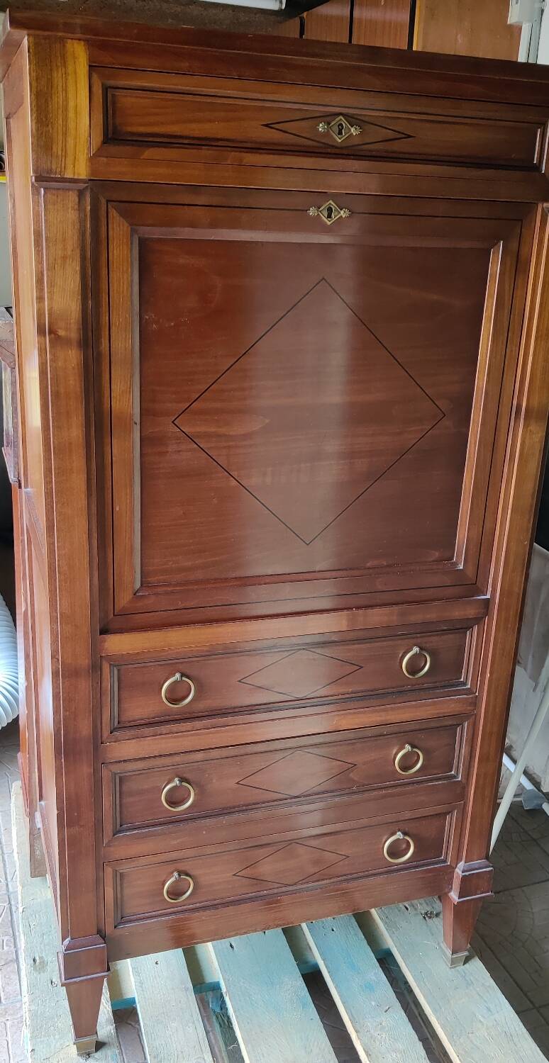 Secrétaire bois avec abattant cuir
