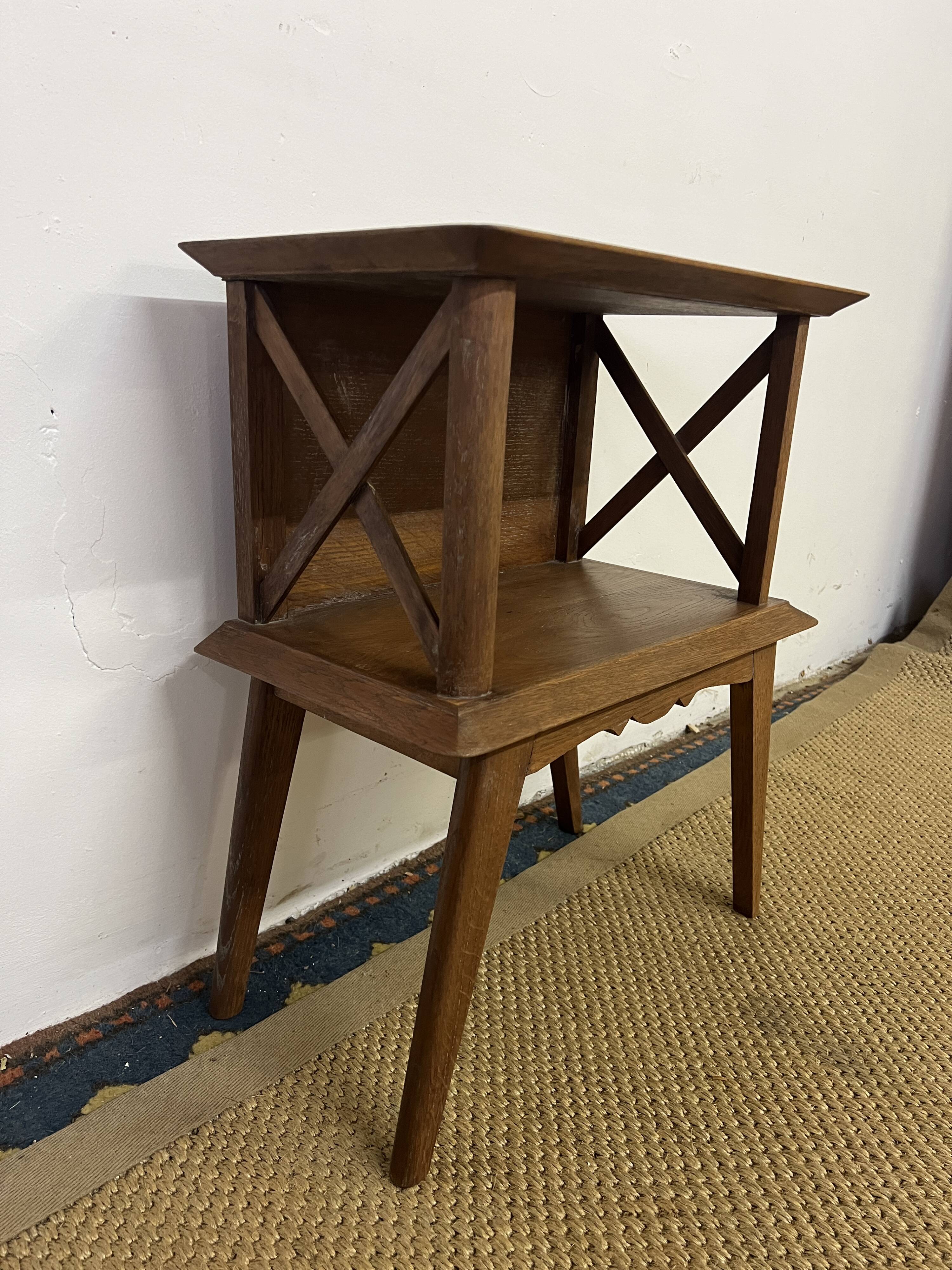Bedside table with lattices, vintage compass legs