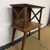 Bedside table with lattices, vintage compass legs