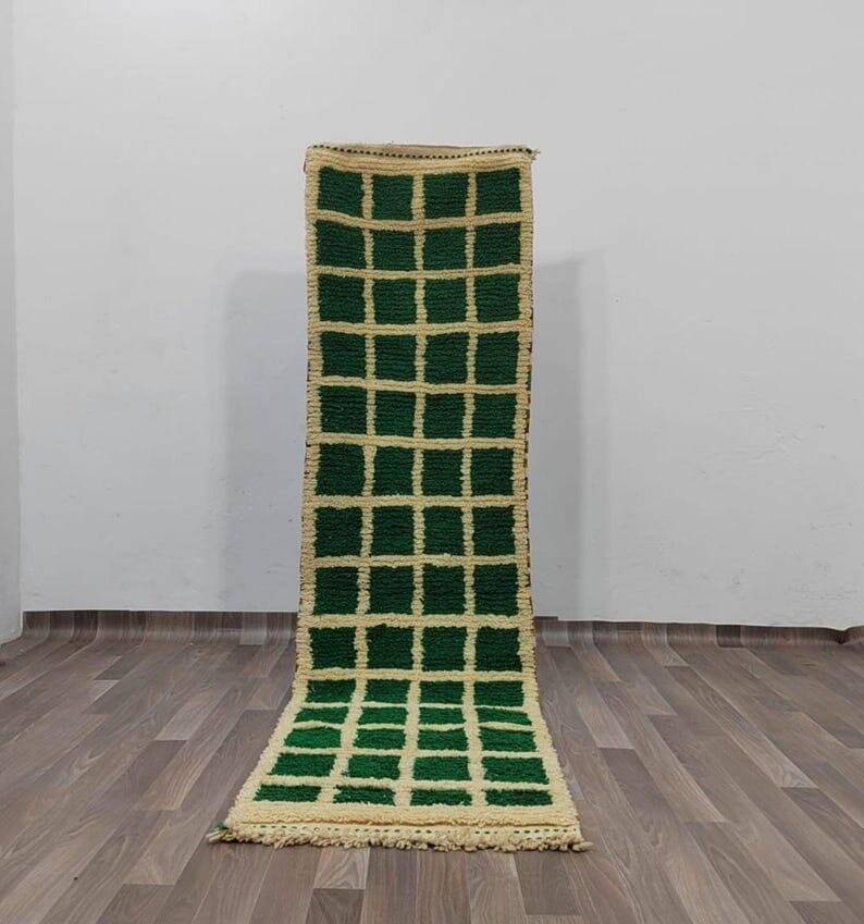 Handmade wool hallway rug size 75 x 300 cm