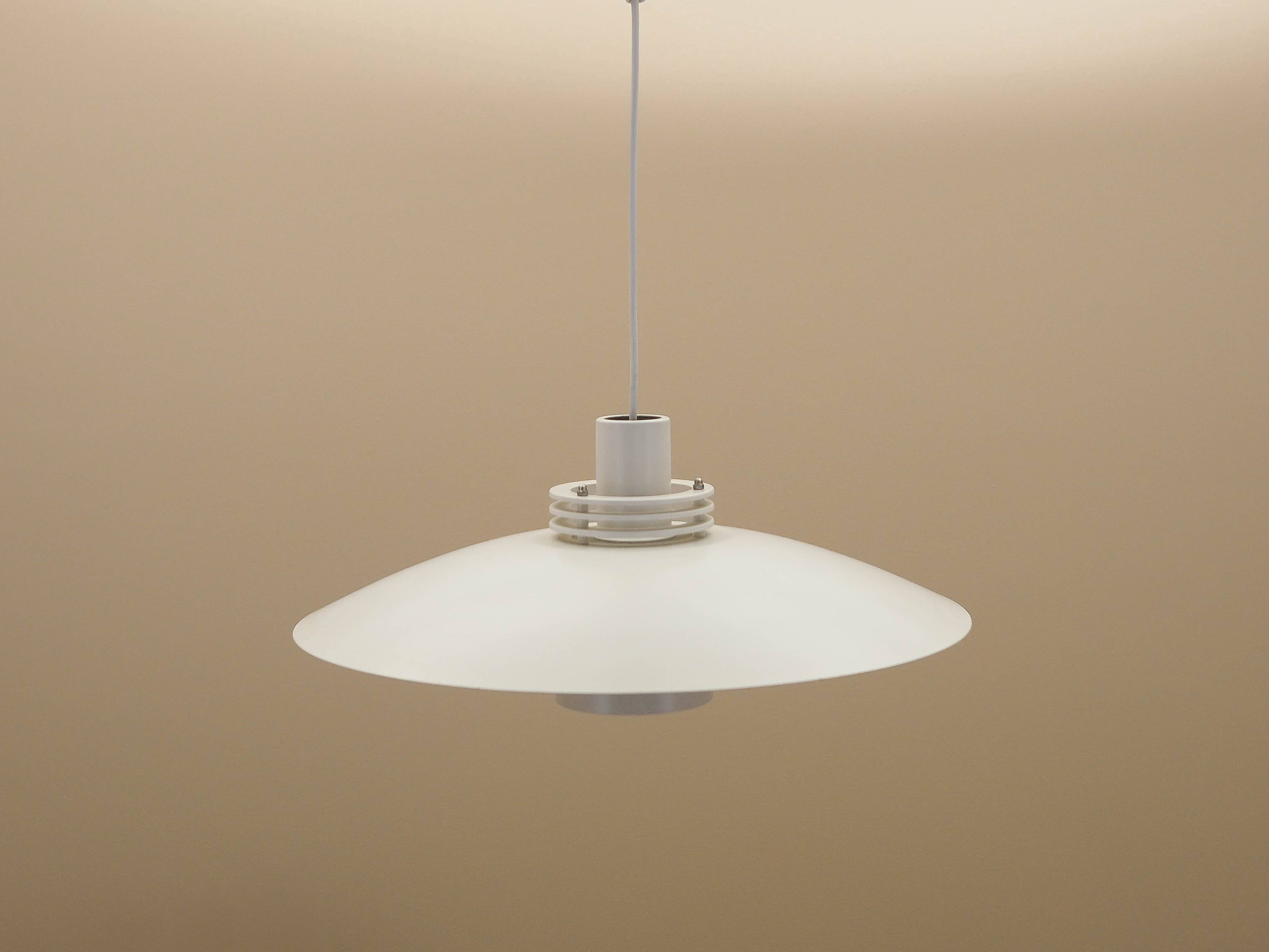 Lyfa pendant lamp from the 1970s, white metal shade, Denmark