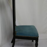 Chair prie-dieu style Napoleon III blackened wood openwork velvet blue