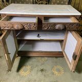 Carved walnut vanity