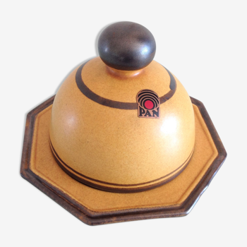 Butter bell in beige and brown ceramic by Pan Keramik/ vintage 60-70