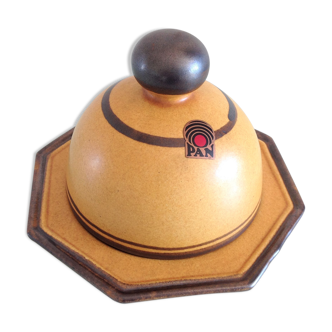Butter bell in beige and brown ceramic by Pan Keramik/ vintage 60-70