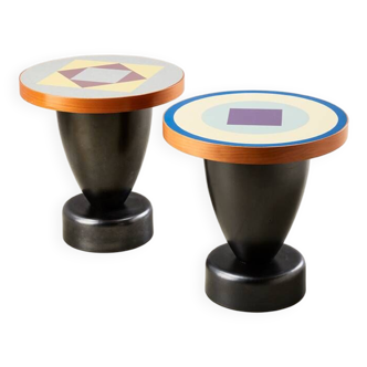 Ettore Sottsass Pair of Lipari Side Tables for Zanotta Italy 1992