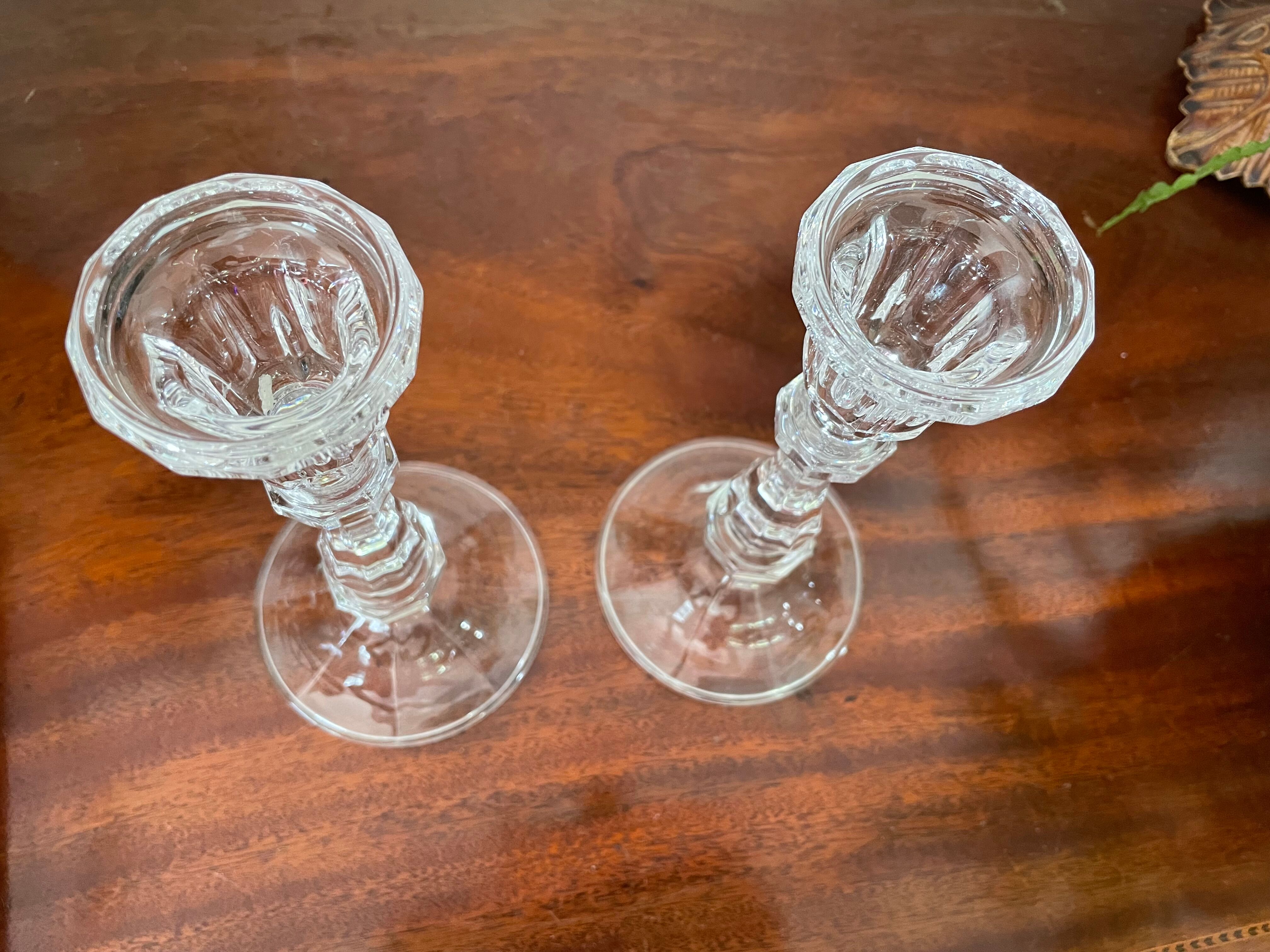 Pair of crystal candle holders
