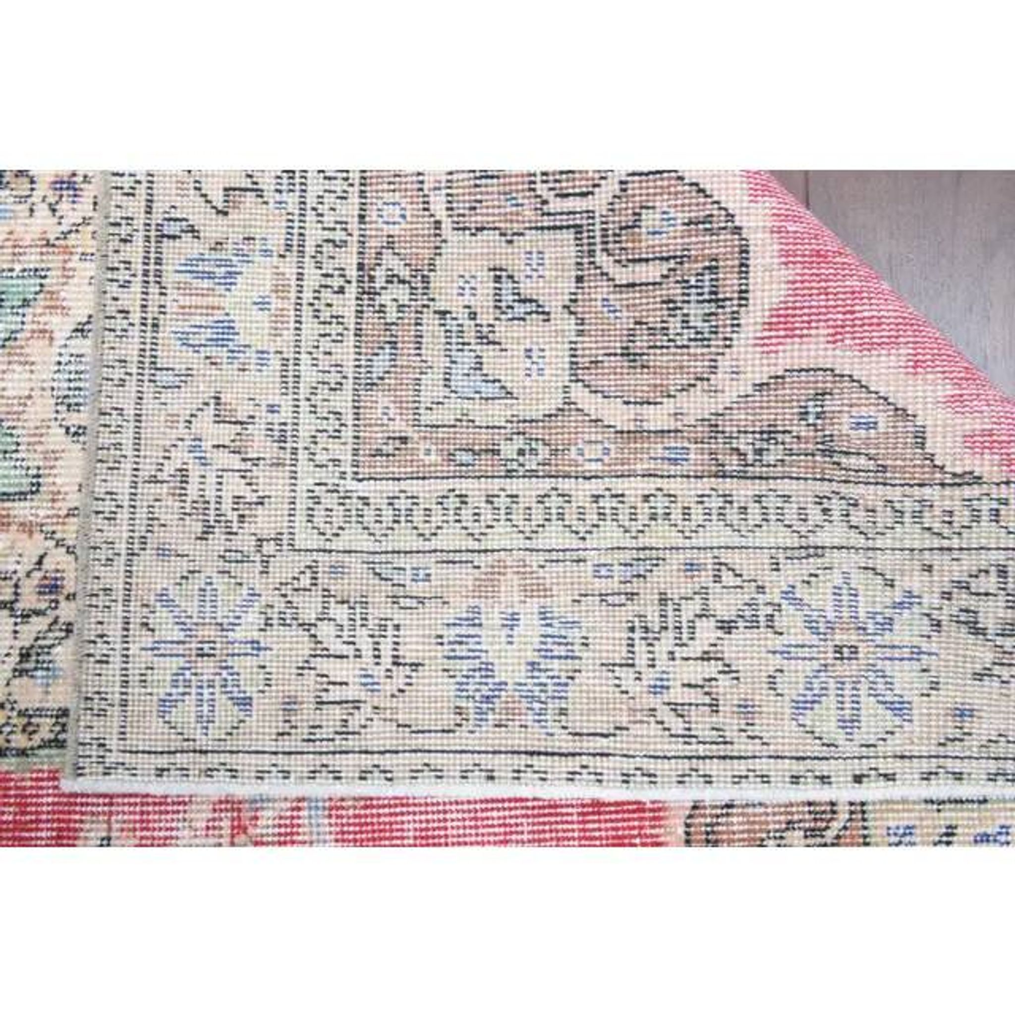 Vintage Turkish Oushak Handmade Wool Cotton Red Area Rug  111x199