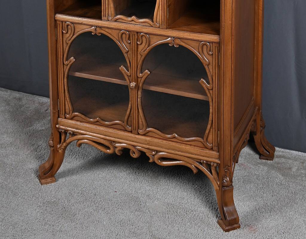 Rare Art Nouveau Light Walnut Display Cabinet – D