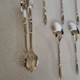 Box of 12 mocha spoons and 1 sugar tongs Ercuis silver metal