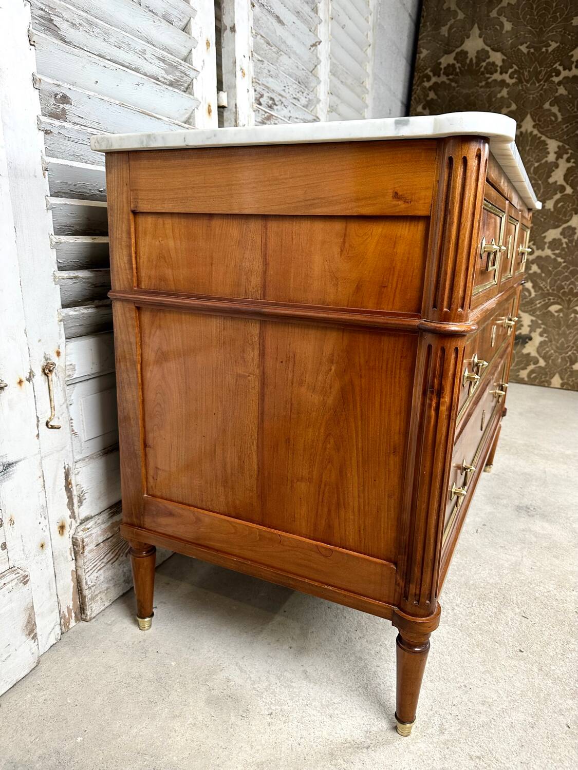Louis XVI style chest of drawers in cherry wood, 20th century period