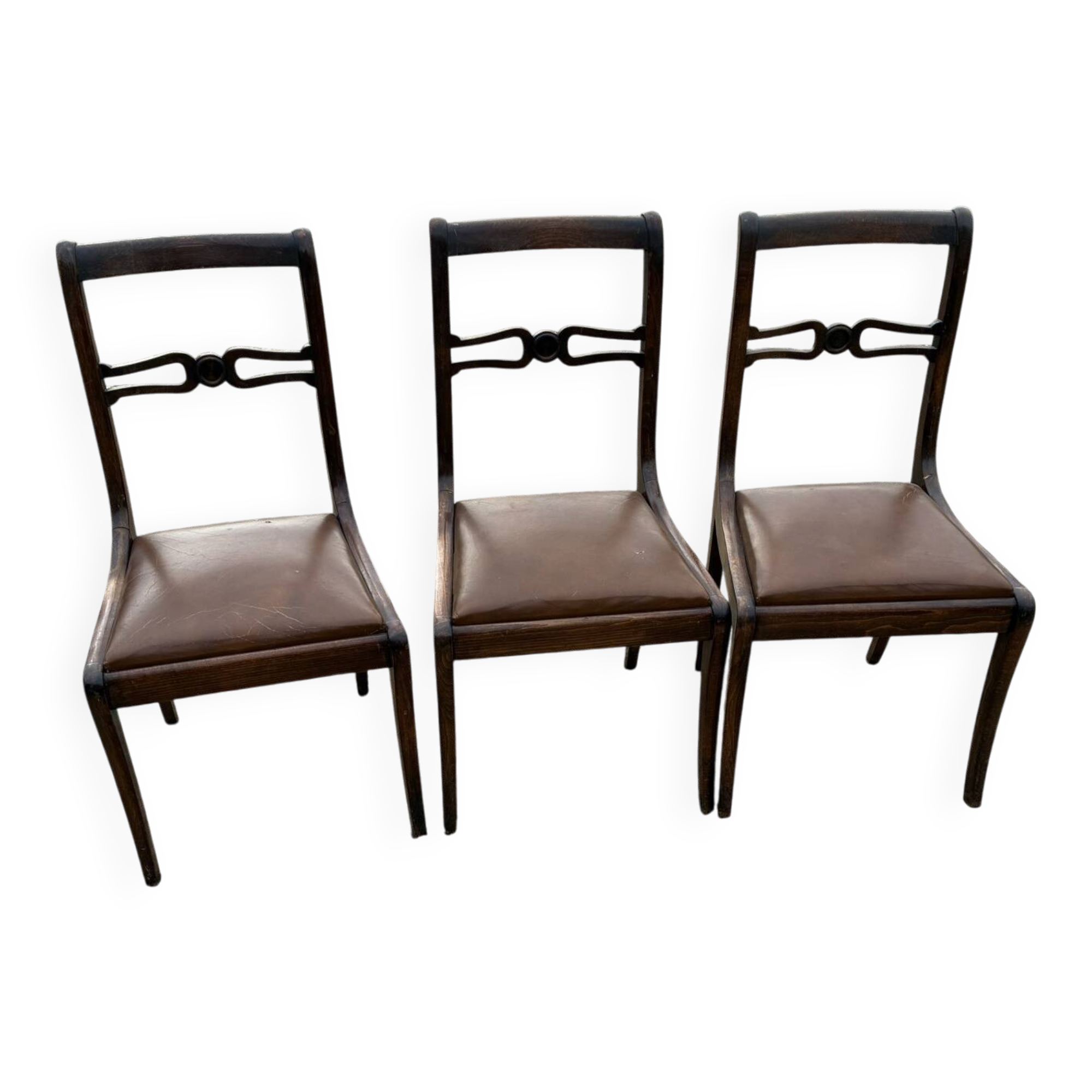 Set of 3 Regency faux leather chairs