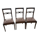 Set of 3 Regency faux leather chairs