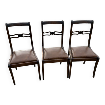 Set of 3 Regency faux leather chairs