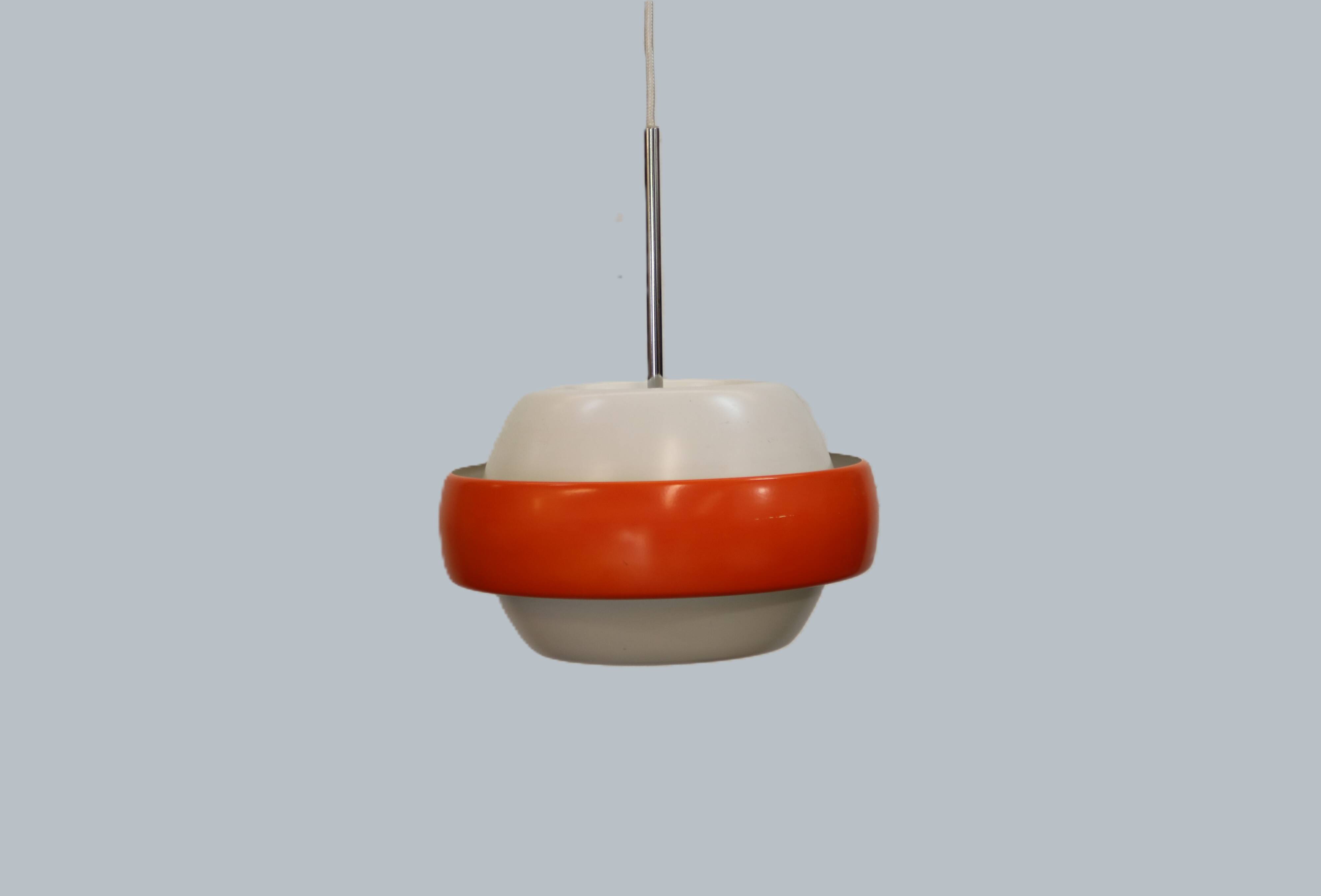 orange and white vintage lamp with chrome accent