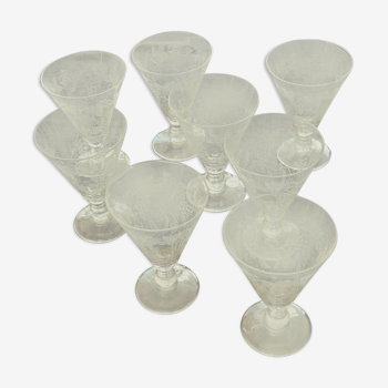 7 engraved wine glasses