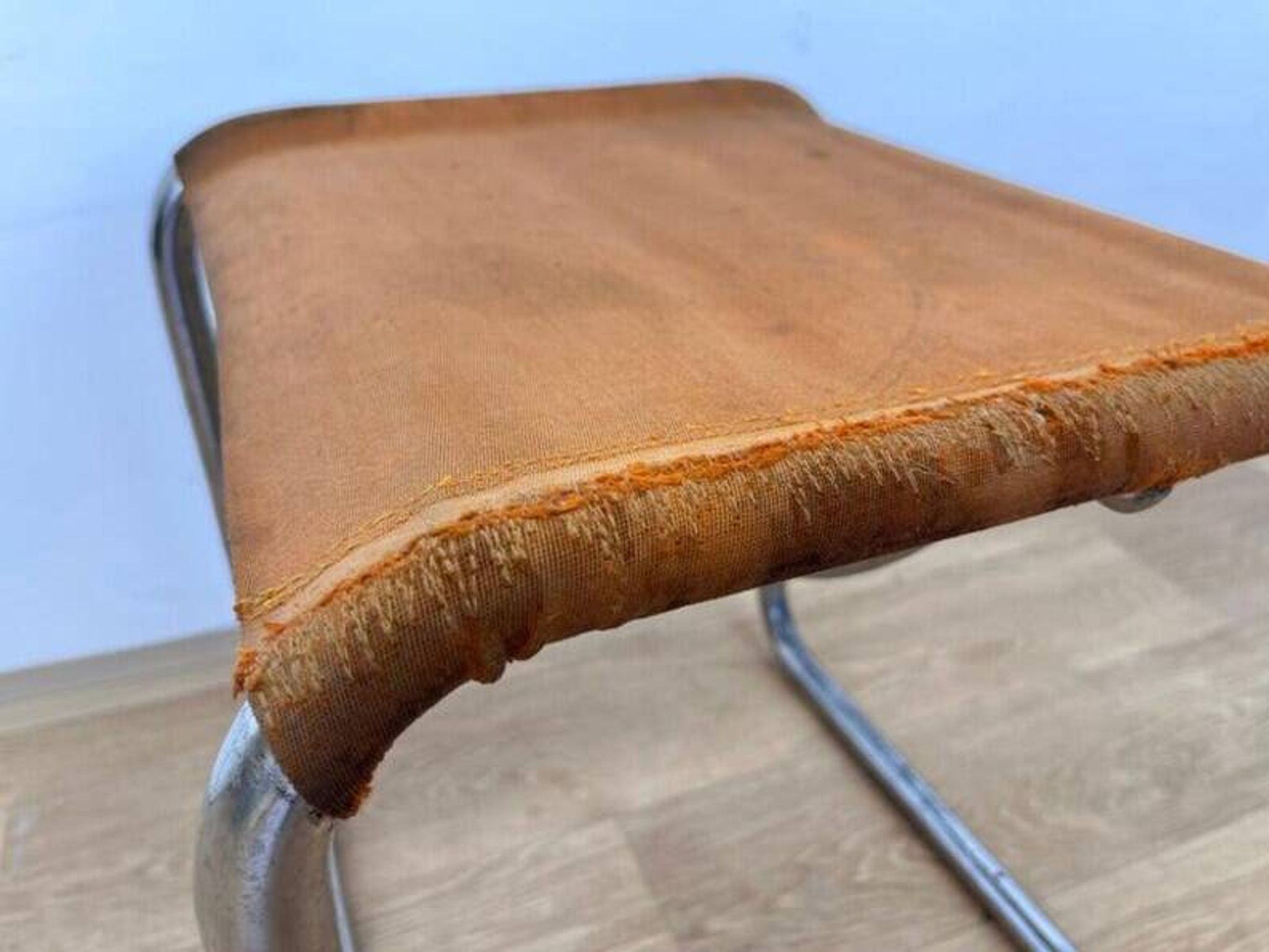 Very rare Chrome tubular steel Bauhaus Stool - 1930 / original eisengarn