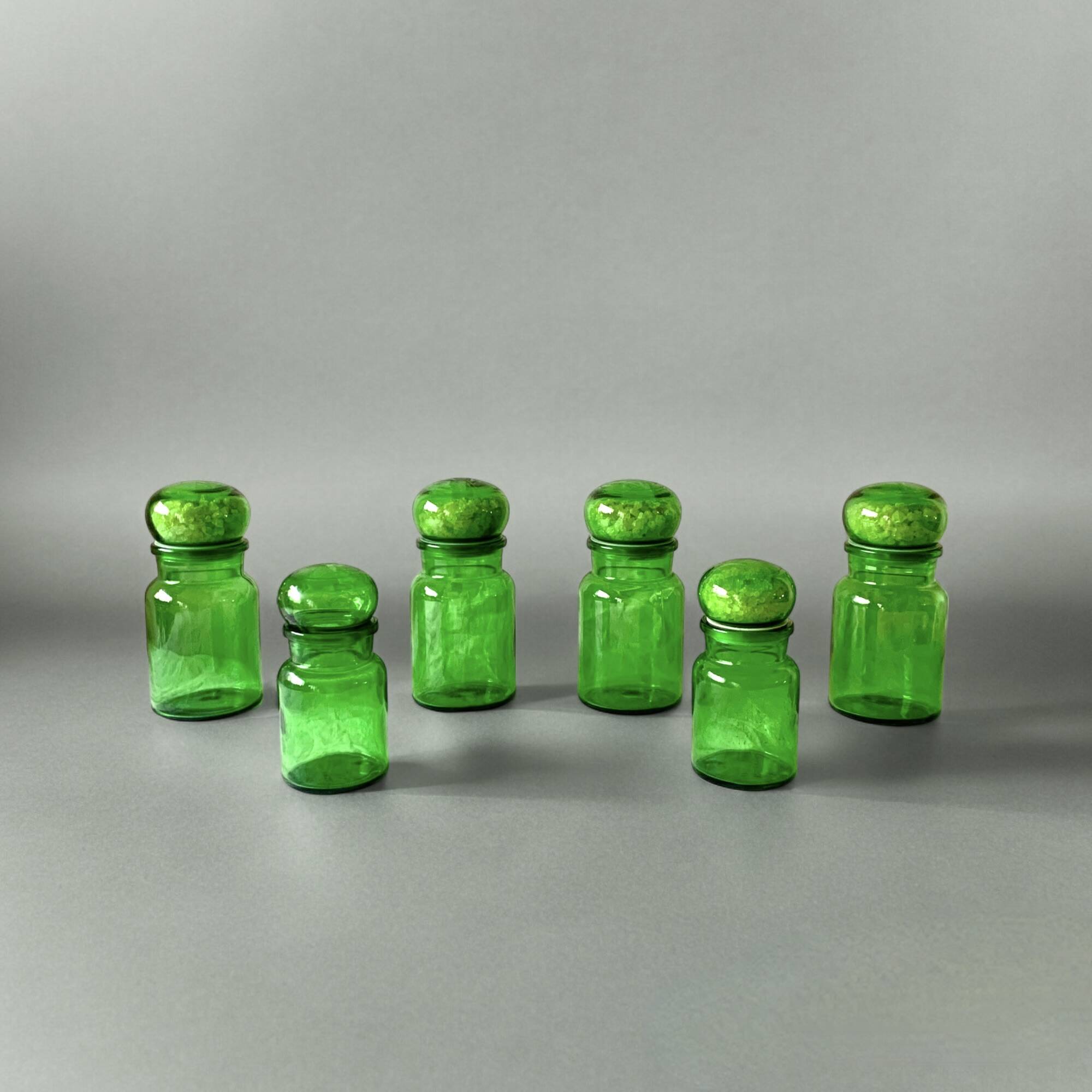Lot de 6 pots d'apothicaire en verre
