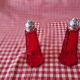 Red glass salt and pepper shaker