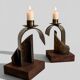 Pair of Brutalist Sculptural Candleholders by Arte Romera, Spain, 1980s