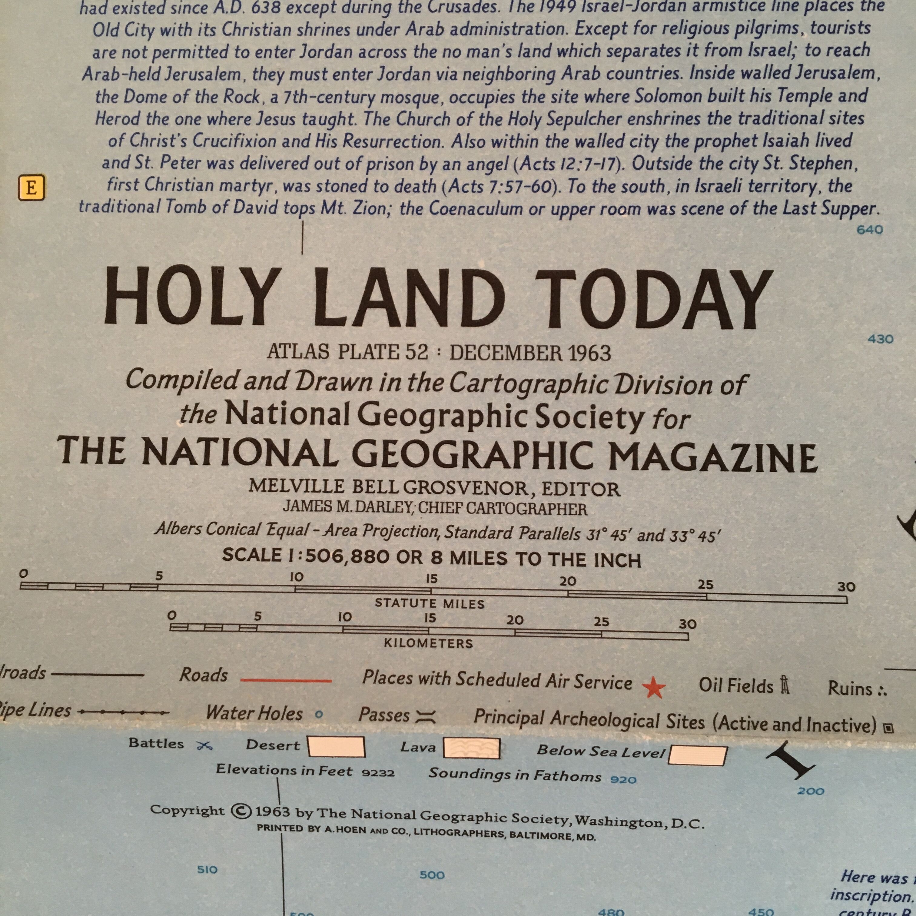 "Holy Land" map National Geographic 1963
