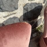 Pair of frog armchairs in pink velvet